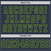 Load image into Gallery viewer, Custom Navy Neon Green Mesh Authentic Throwback Football Jersey
