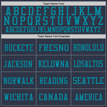 Load image into Gallery viewer, Custom Navy Teal Mesh Authentic Throwback Football Jersey
