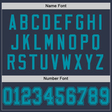 Load image into Gallery viewer, Custom Navy Teal Mesh Authentic Throwback Football Jersey
