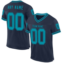 Load image into Gallery viewer, Custom Navy Teal Mesh Authentic Throwback Football Jersey

