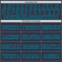 Load image into Gallery viewer, Custom Navy Teal Mesh Authentic Throwback Football Jersey
