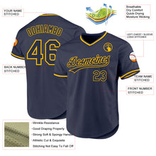 Load image into Gallery viewer, Custom Navy Gold Authentic Throwback Baseball Jersey
