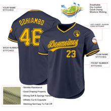 Load image into Gallery viewer, Custom Navy Gold Authentic Throwback Baseball Jersey
