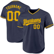 Load image into Gallery viewer, Custom Navy Gold Authentic Throwback Baseball Jersey

