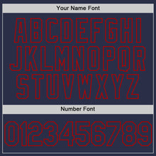 Load image into Gallery viewer, Custom Navy Red Authentic Throwback Baseball Jersey
