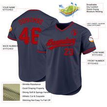 Load image into Gallery viewer, Custom Navy Red Authentic Throwback Baseball Jersey
