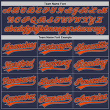 Load image into Gallery viewer, Custom Navy Orange-Gray Authentic Throwback Baseball Jersey
