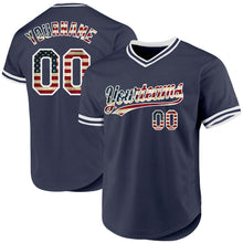 Load image into Gallery viewer, Custom Navy Vintage USA Flag-White Authentic Throwback Baseball Jersey
