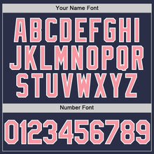 Load image into Gallery viewer, Custom Navy Medium Pink-White Authentic Throwback Baseball Jersey
