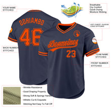 Load image into Gallery viewer, Custom Navy Orange Authentic Throwback Baseball Jersey
