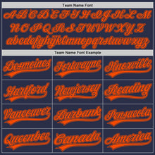 Load image into Gallery viewer, Custom Navy Orange Authentic Throwback Baseball Jersey
