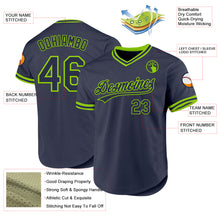 Load image into Gallery viewer, Custom Navy Neon Green Authentic Throwback Baseball Jersey
