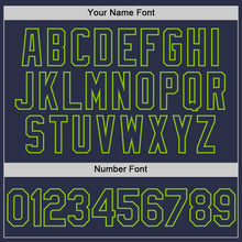 Load image into Gallery viewer, Custom Navy Neon Green Authentic Throwback Baseball Jersey
