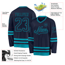 Load image into Gallery viewer, Custom Navy Teal Hockey Jersey
