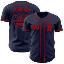Load image into Gallery viewer, Custom Navy Red Authentic Baseball Jersey
