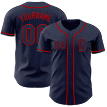 Load image into Gallery viewer, Custom Navy Red Authentic Baseball Jersey
