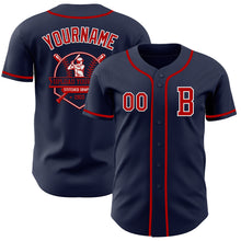 Load image into Gallery viewer, Custom Navy Red-White Authentic Baseball Jersey
