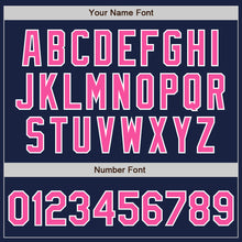 Load image into Gallery viewer, Custom Navy Pink-White Authentic Baseball Jersey
