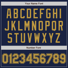Load image into Gallery viewer, Custom Navy Old Gold Authentic Baseball Jersey
