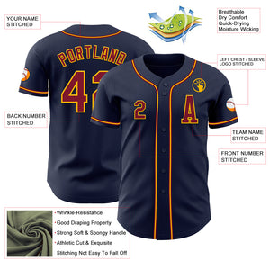 Custom Navy Crimson-Gold Authentic Baseball Jersey