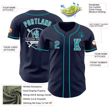 Load image into Gallery viewer, Custom Navy Teal-White Authentic Baseball Jersey
