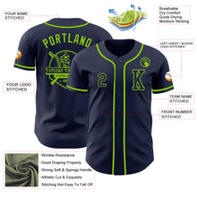 Load image into Gallery viewer, Custom Navy Neon Green Authentic Baseball Jersey
