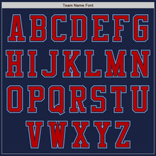 Load image into Gallery viewer, Custom Navy Red-Light Blue Authentic Baseball Jersey
