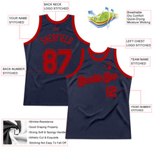 Load image into Gallery viewer, Custom Navy Red Authentic Throwback Basketball Jersey
