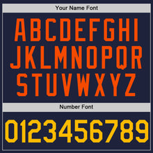 Load image into Gallery viewer, Custom Navy Gold-Orange Authentic Throwback Basketball Jersey

