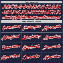 Load image into Gallery viewer, Custom Navy White-Red Authentic Throwback Basketball Jersey
