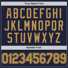 Load image into Gallery viewer, Custom Navy Old Gold Authentic Throwback Basketball Jersey
