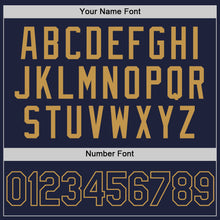 Load image into Gallery viewer, Custom Navy Old Gold Authentic Throwback Basketball Jersey
