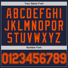Load image into Gallery viewer, Custom Navy Orange Authentic Throwback Basketball Jersey
