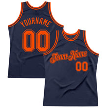 Load image into Gallery viewer, Custom Navy Orange Authentic Throwback Basketball Jersey
