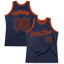 Load image into Gallery viewer, Custom Navy Orange Authentic Throwback Basketball Jersey
