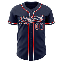 Load image into Gallery viewer, Custom Navy White-Red Authentic Baseball Jersey
