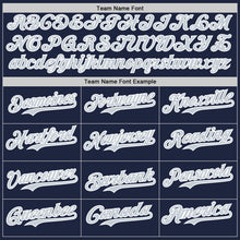 Load image into Gallery viewer, Custom Navy Silver-White Authentic Baseball Jersey
