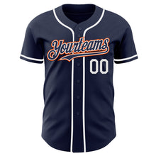 Load image into Gallery viewer, Custom Navy Orange-White Authentic Baseball Jersey

