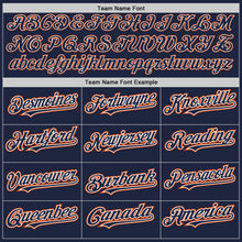 Load image into Gallery viewer, Custom Navy Orange-White Authentic Baseball Jersey
