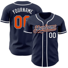 Load image into Gallery viewer, Custom Navy Orange-White Authentic Baseball Jersey
