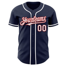 Load image into Gallery viewer, Custom Navy White-Red Authentic Baseball Jersey
