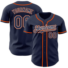 Load image into Gallery viewer, Custom Navy White-Orange Authentic Baseball Jersey
