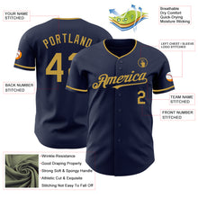 Load image into Gallery viewer, Custom Navy Old Gold Authentic Baseball Jersey
