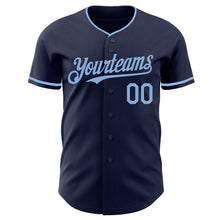 Load image into Gallery viewer, Custom Navy Light Blue Authentic Baseball Jersey
