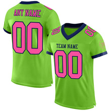 Load image into Gallery viewer, Custom Neon Green Pink-Navy Mesh Authentic Football Jersey
