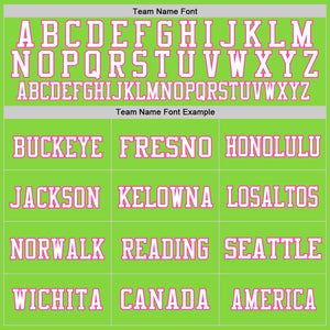 Custom Neon Green Pink-White Mesh Authentic Throwback Football Jersey