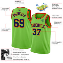 Load image into Gallery viewer, Custom Neon Green Navy-Orange Authentic Basketball Jersey
