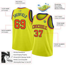 Load image into Gallery viewer, Custom Neon Yellow Orange-Royal Authentic Basketball Jersey
