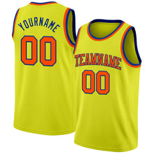 Load image into Gallery viewer, Custom Neon Yellow Orange-Royal Authentic Basketball Jersey
