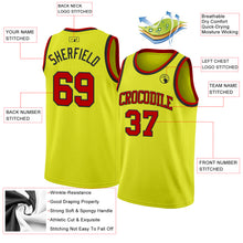 Load image into Gallery viewer, Custom Neon Yellow Red-Black Authentic Basketball Jersey
